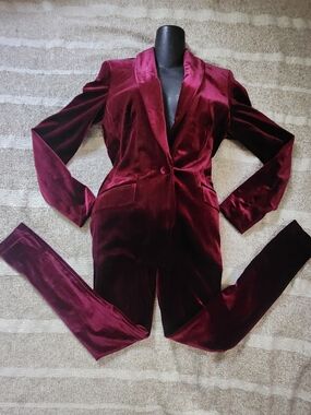 & Other Stories Kids Matching Sets Velvet Blazer and Pants in Wine Red